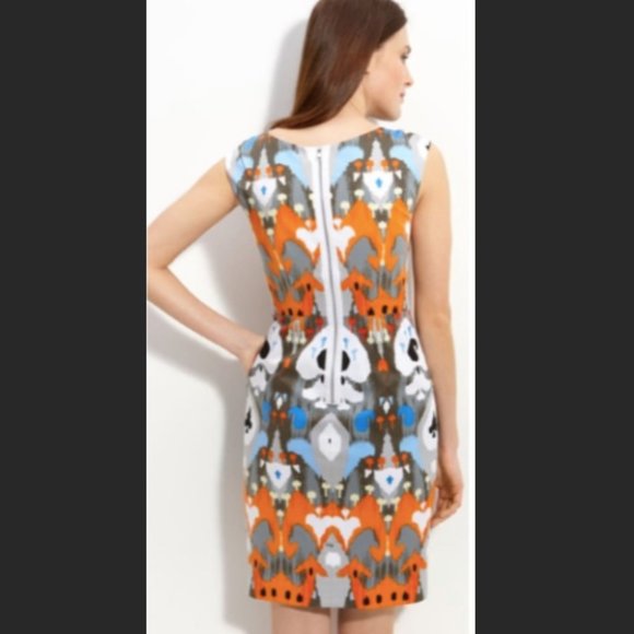 Maggy London Ikat Cotton Sateen Sheath Dress - Picture 2 of 6